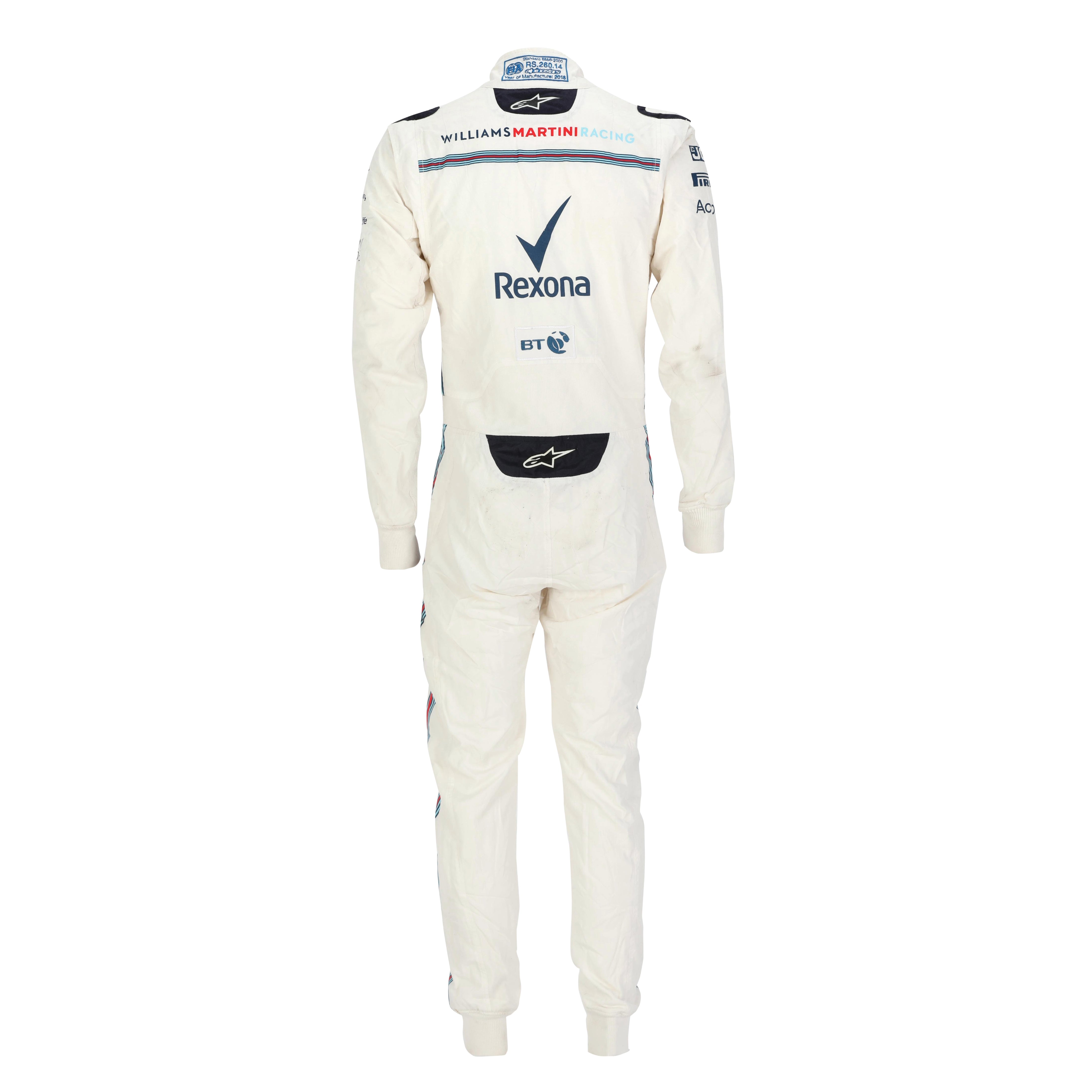 Lance Stroll 2018 Williams Martini Racing Grand Prix Used Suit