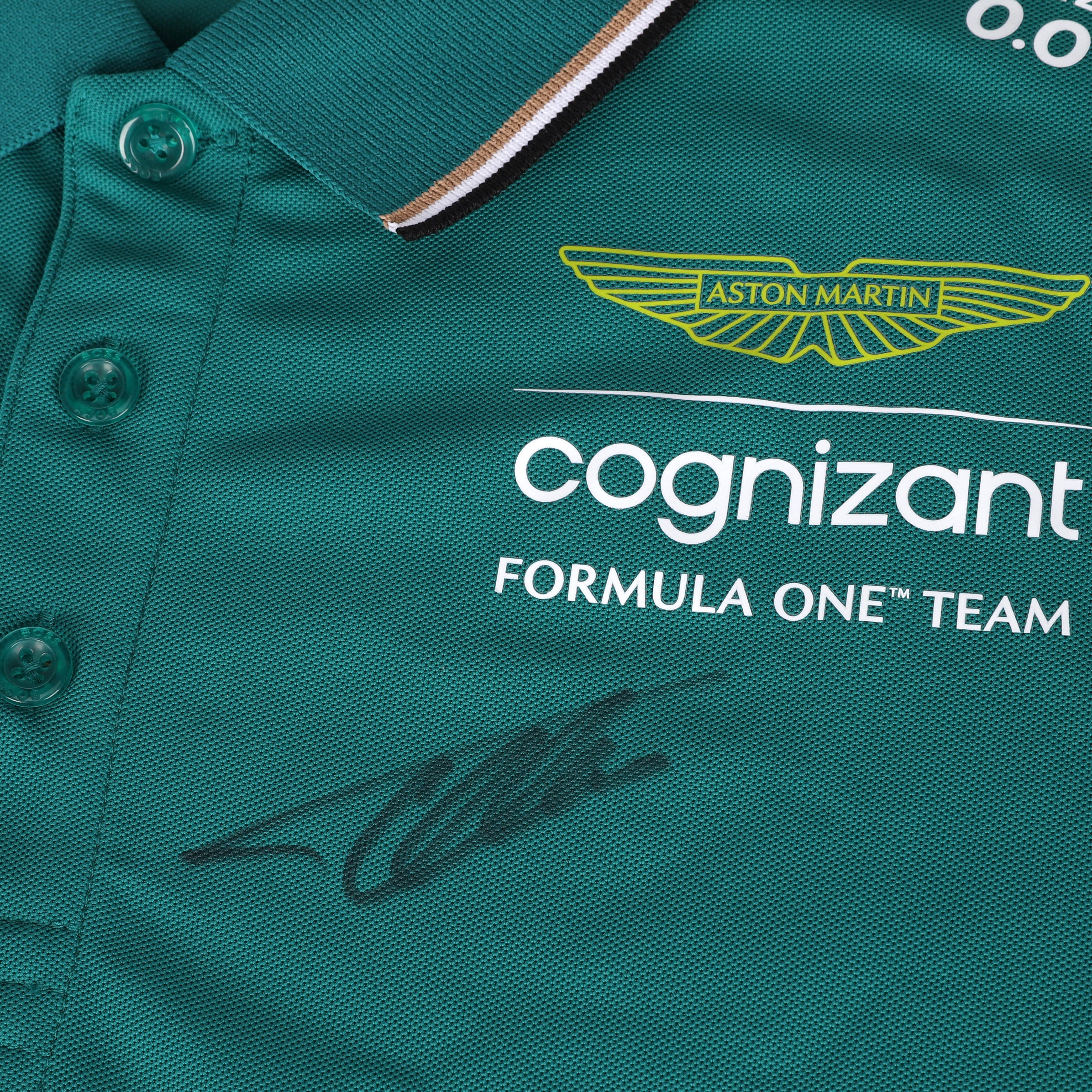Fernando Alonso 2023 Signed Aston Martin Aramco Cognizant Formula One Team Polo Shirt