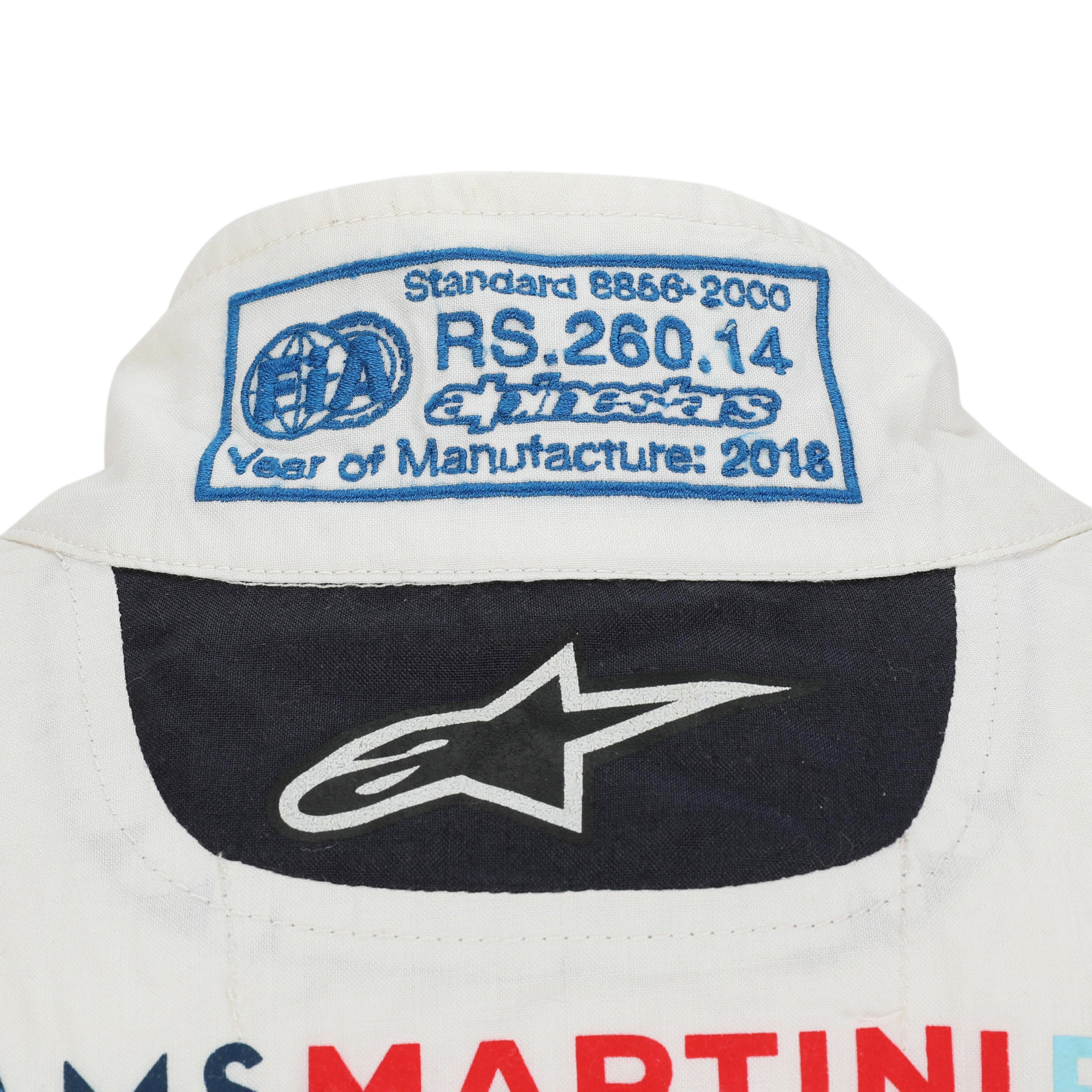 Lance Stroll 2018 Williams Martini Racing Grand Prix Used Suit
