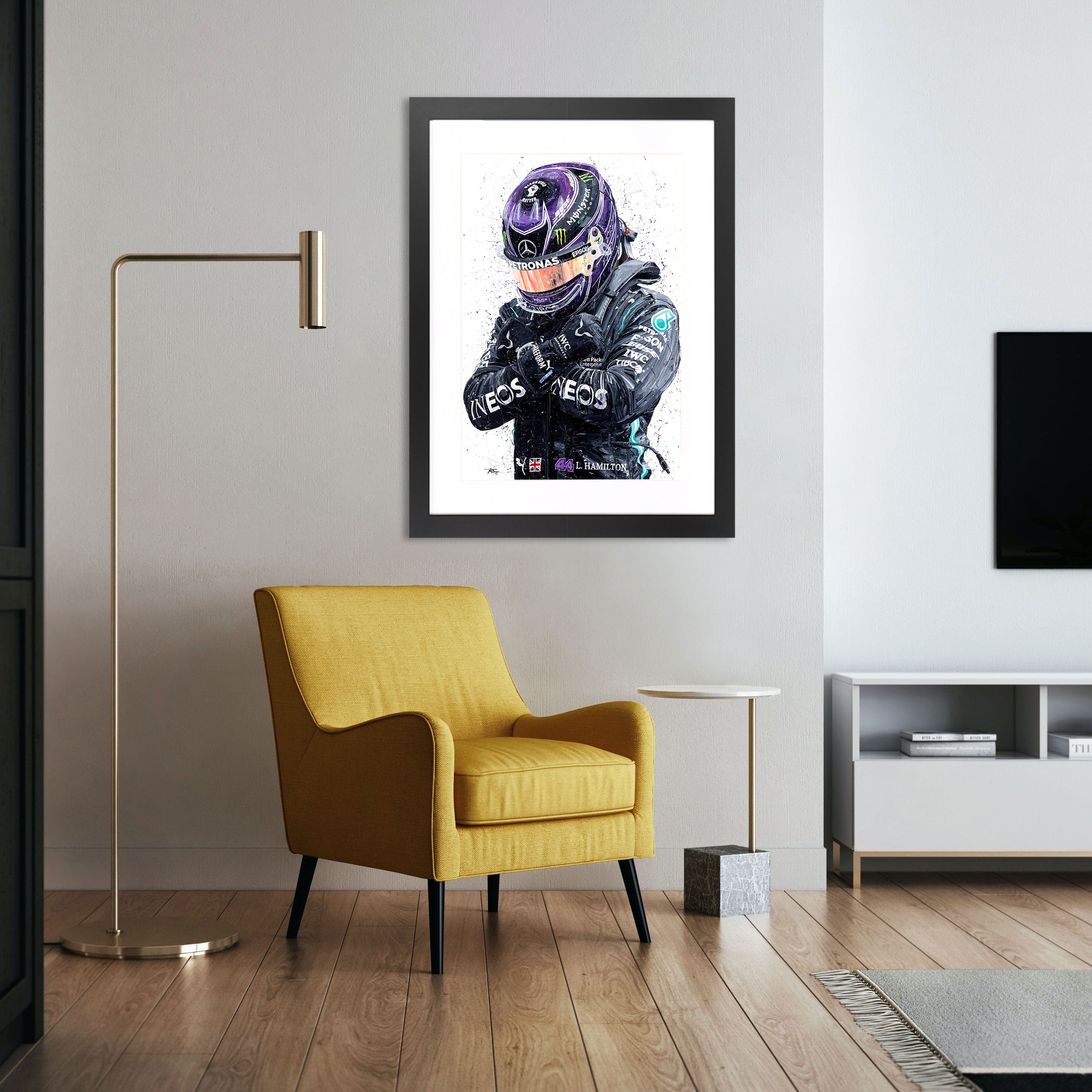 Lewis Hamilton Tribute Framed Embellished Print – David Johnson
