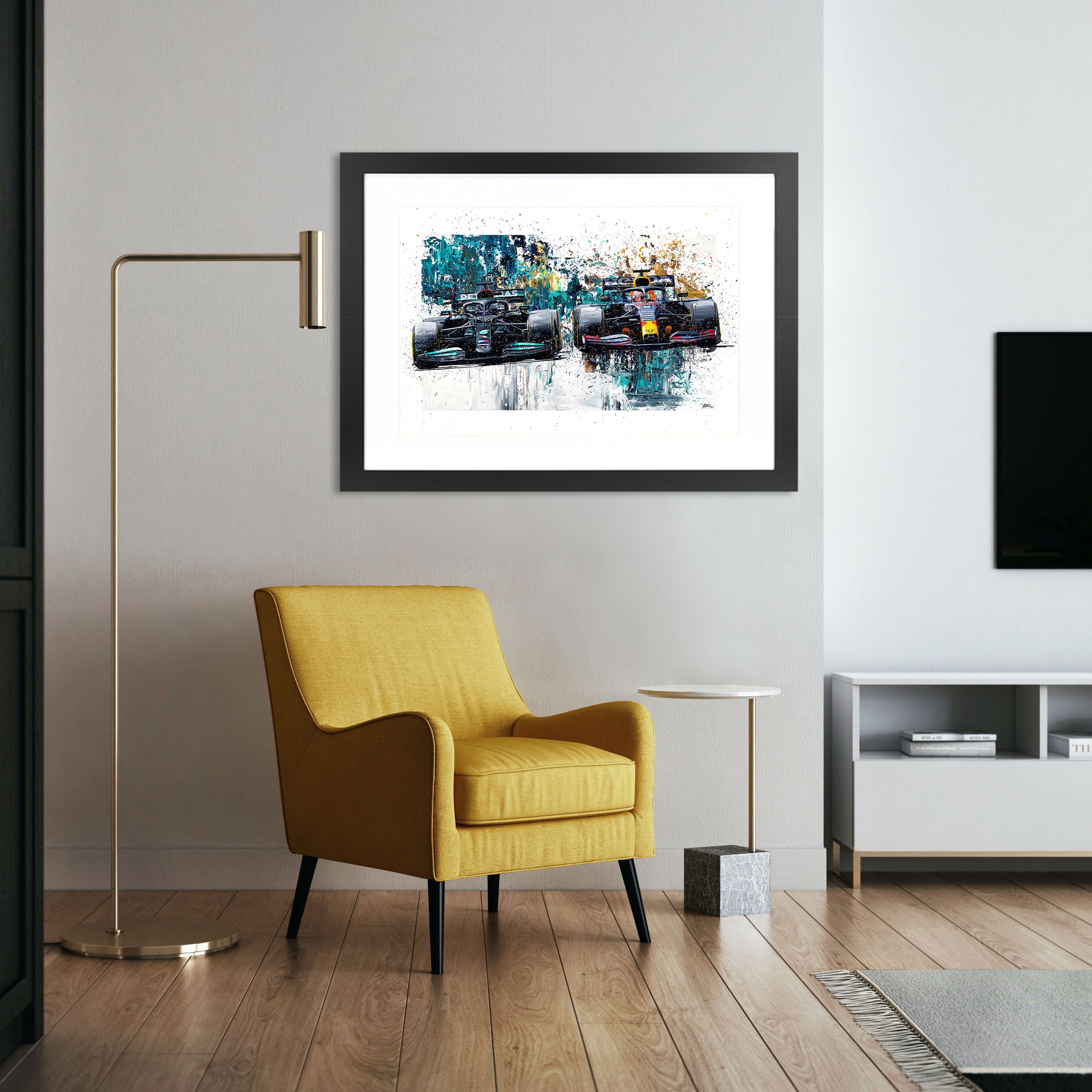 Lewis Hamilton & Max Verstappen 2021 Embellished Print – David Johnson