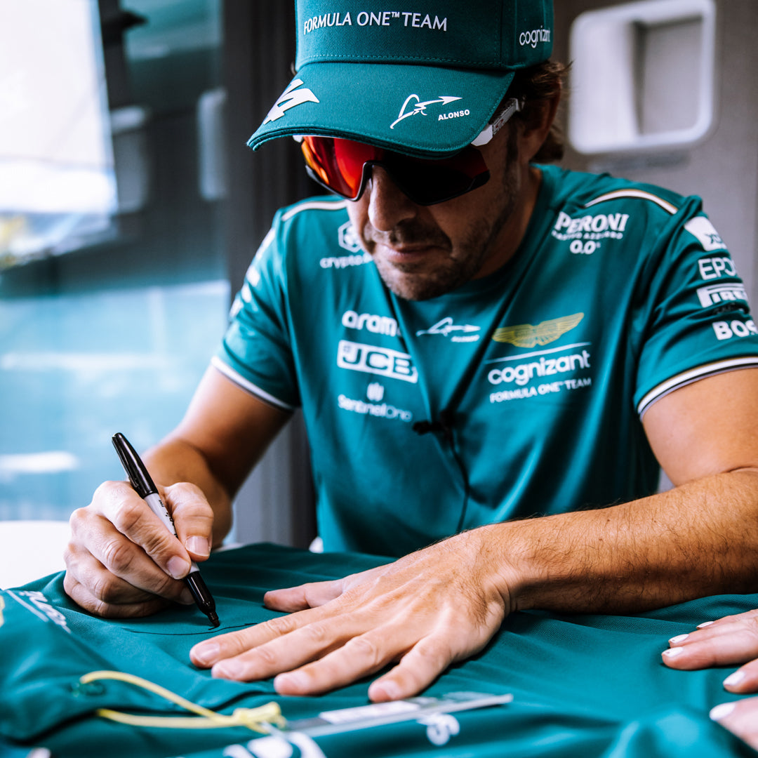 Fernando Alonso 2023 Signed Aston Martin Aramco Cognizant Formula One Team Polo Shirt