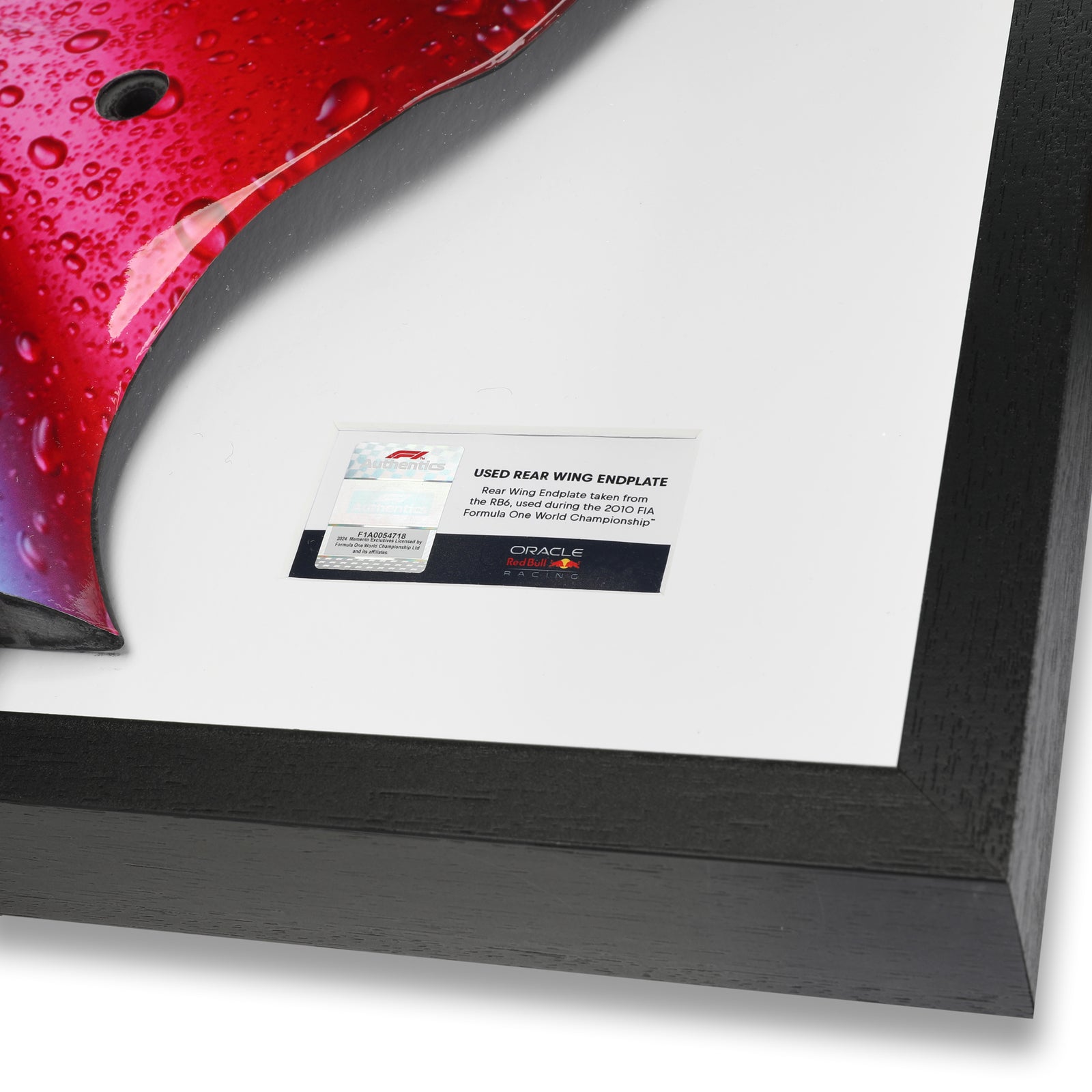 Red Bull Racing 2010 Grand Prix Used RB6 Righthand Rear Wing Endplate - Red Bull Cola Branding