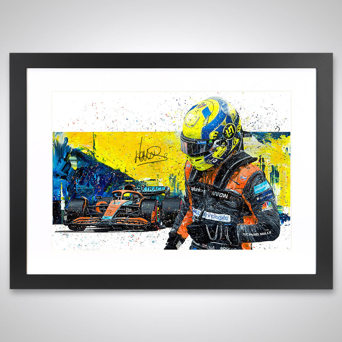 Lando Norris 2022 Signed 'Podium' Framed Embellished Print – David Johnson