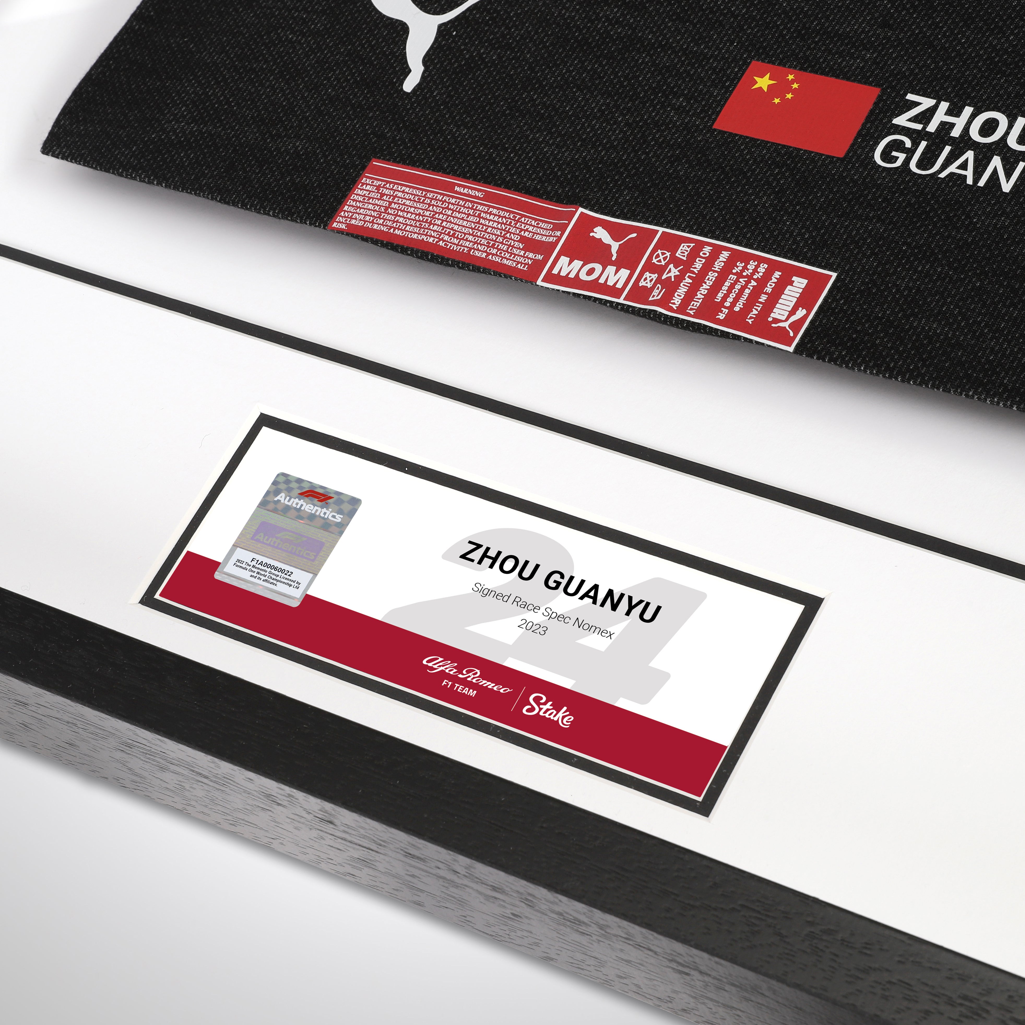 Zhou Guanyu 2023 Signed Race Spec Alfa Romeo F1 Team Kick Nomex Top