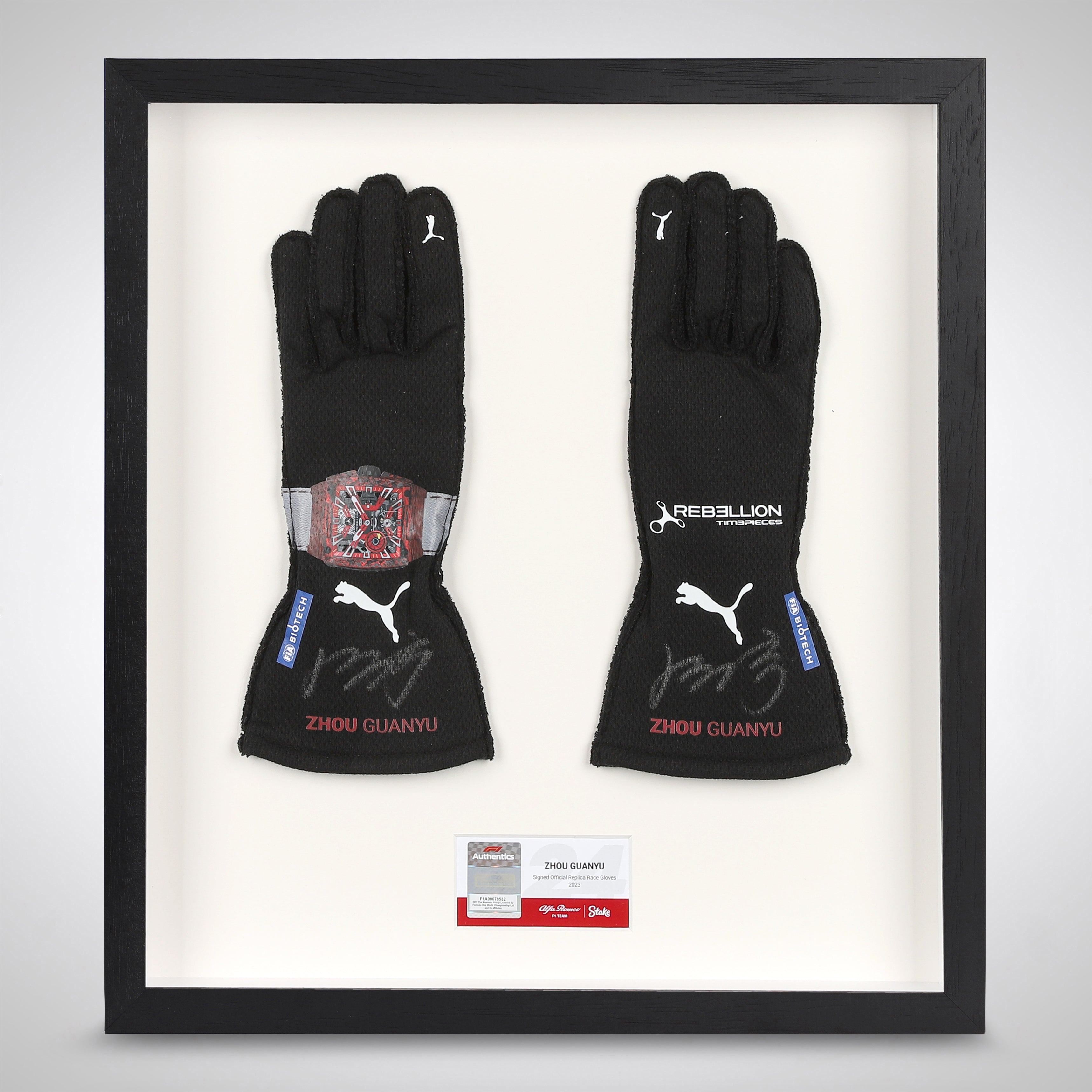 Zhou Guanyu 2023 Signed Replica Alfa Romeo F1 Team Stake Race Gloves