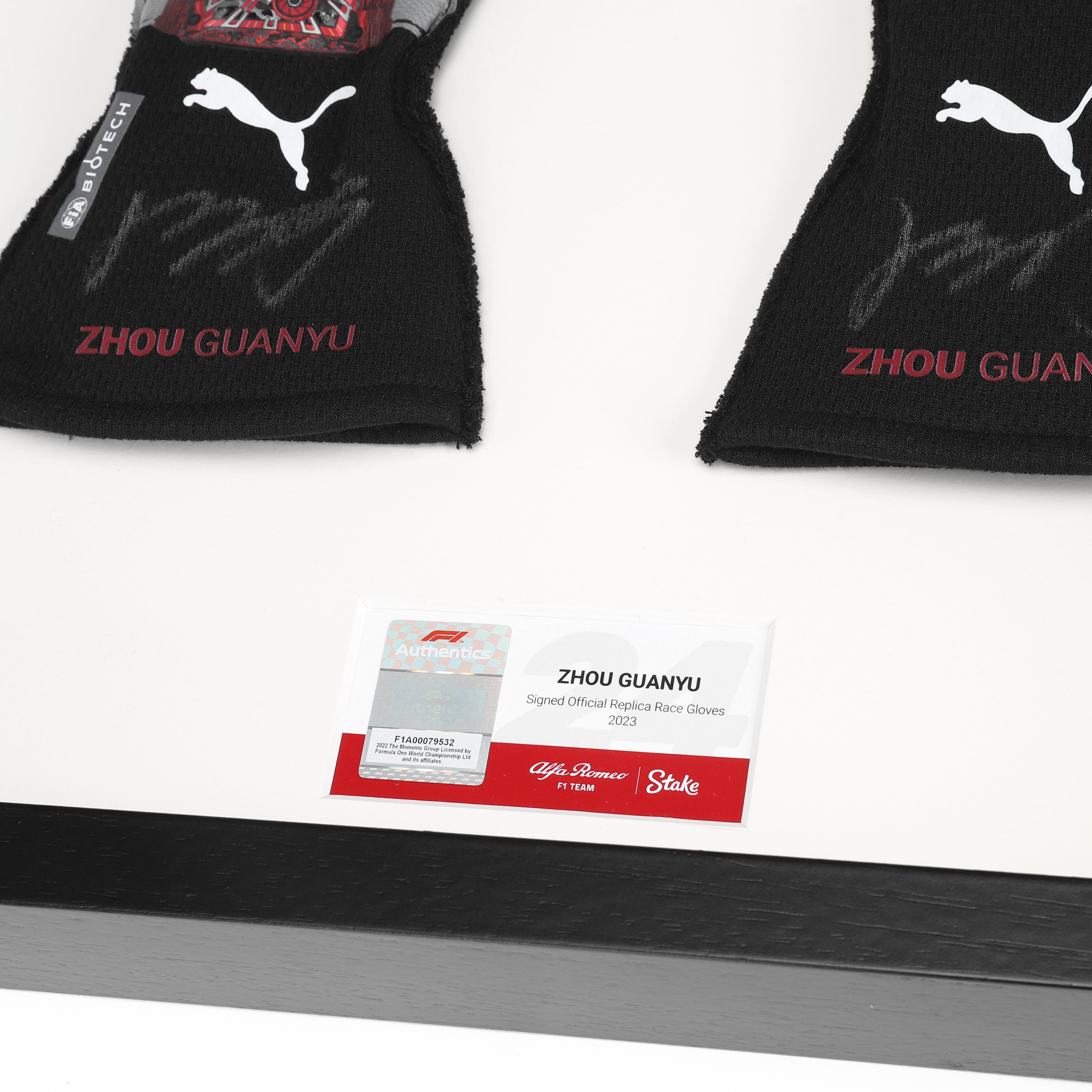 Zhou Guanyu 2023 Signed Replica Alfa Romeo F1 Team Stake Race Gloves