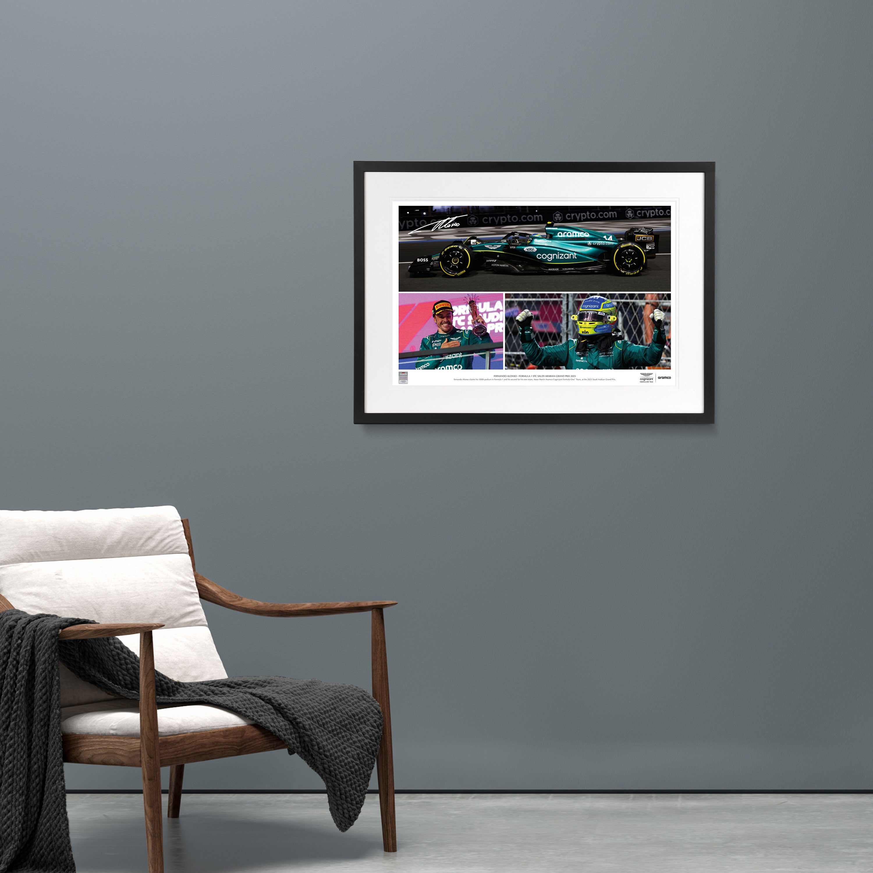 Limited-Edition Fernando Alonso 2023 Signed '100th Podium' Photo Collage – Saudi Arabian GP