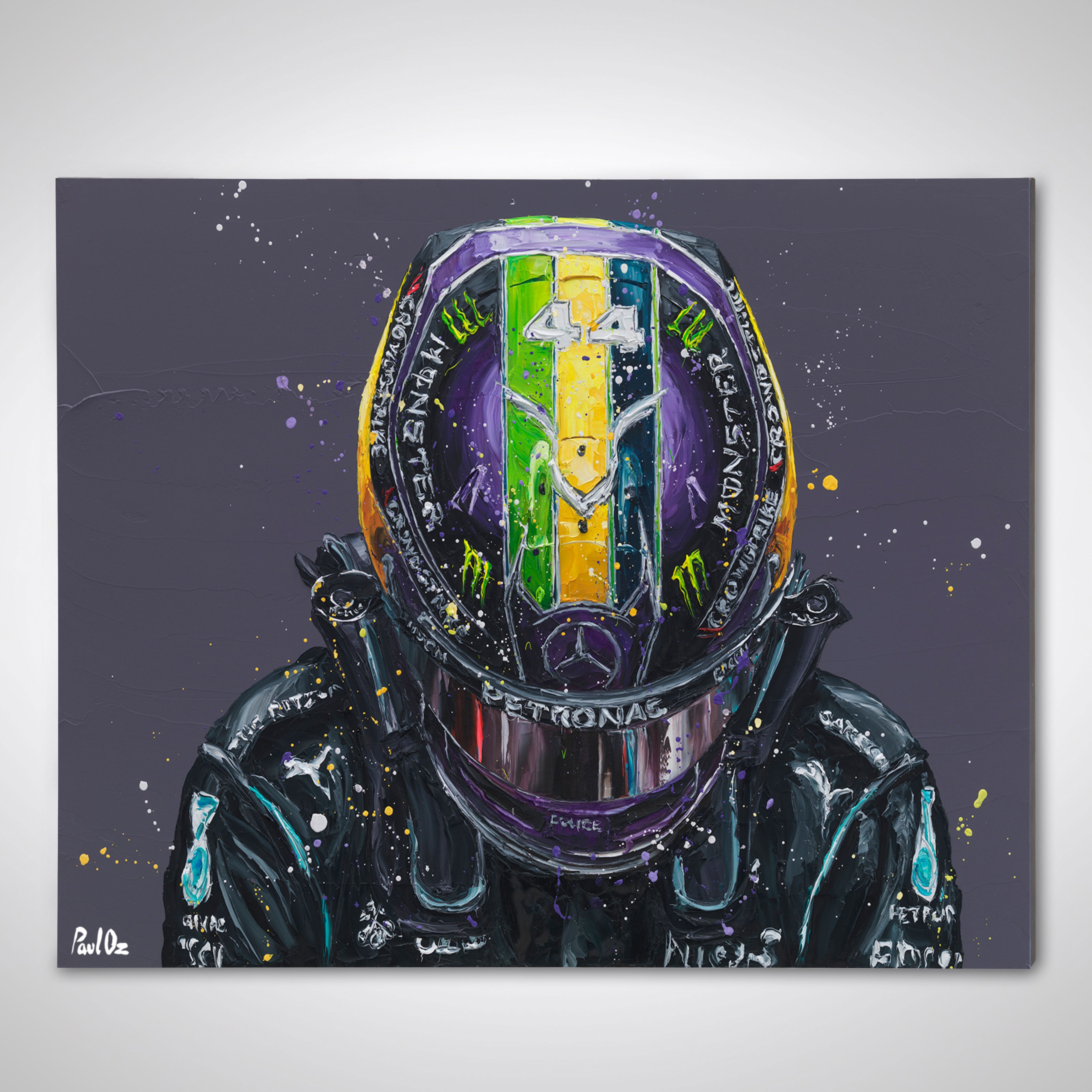 Lewis Hamilton 2021 Brazilian Grand Prix Hand Embellished Canvas - Paul Oz