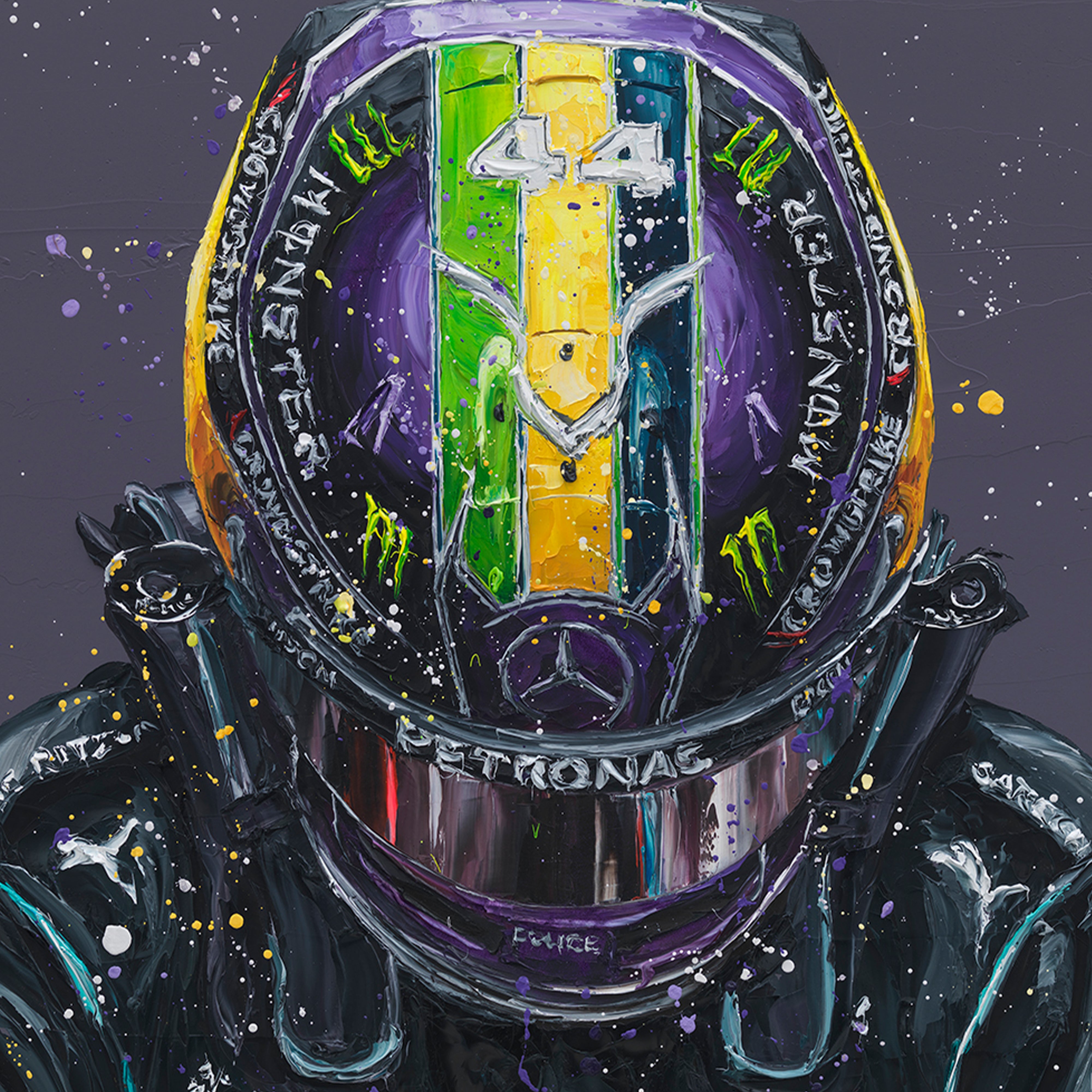 Lewis Hamilton 2021 Brazilian Grand Prix Hand Embellished Canvas - Paul Oz