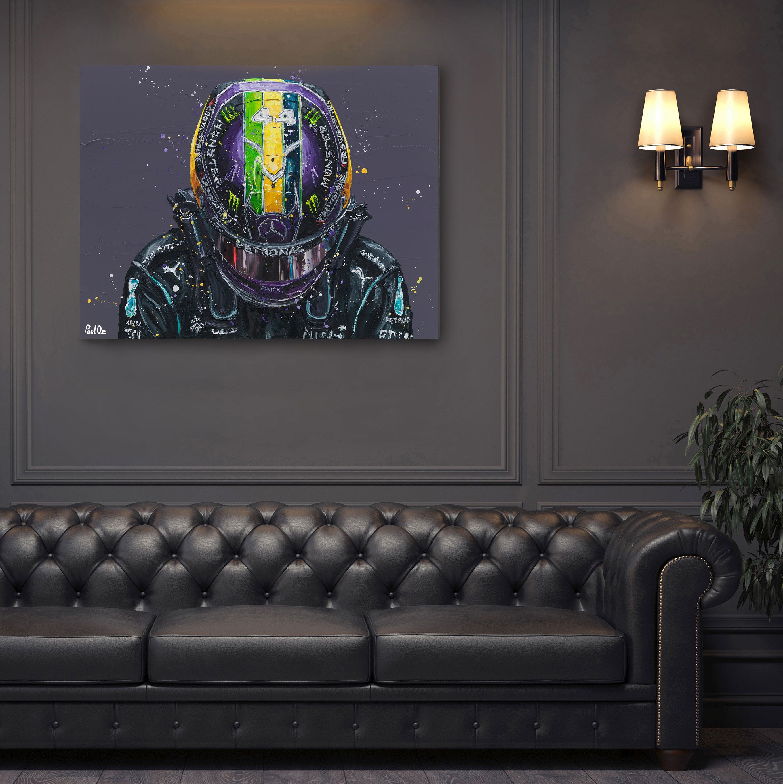 Lewis Hamilton 2021 Brazilian Grand Prix Hand Embellished Canvas - Paul Oz