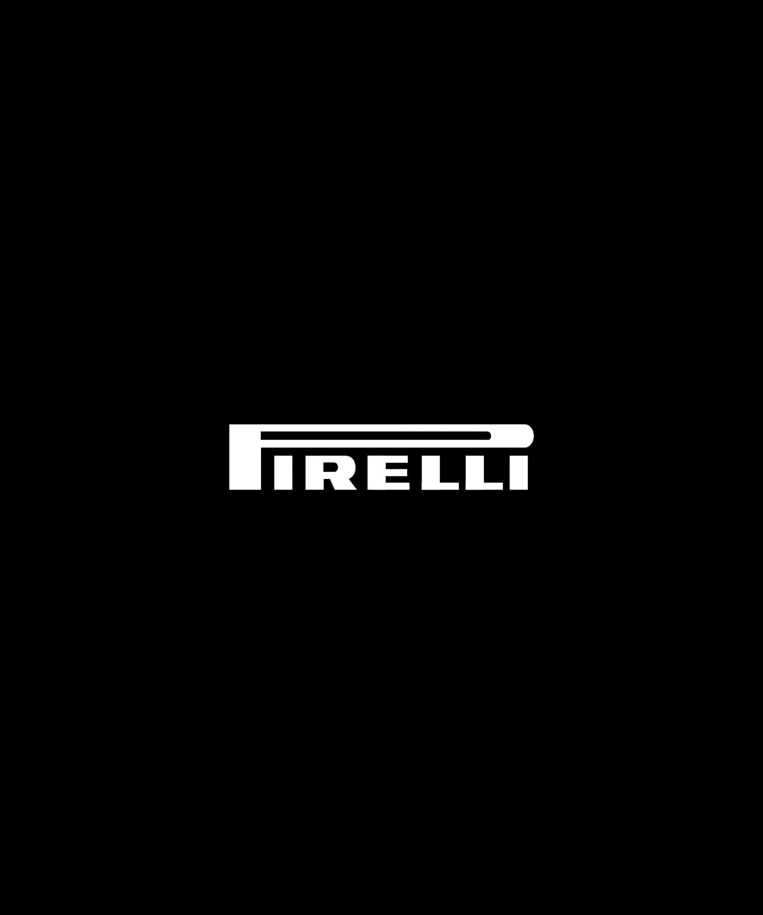 Pirelli Logo next to four tyres