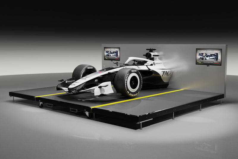 Official 2026 Cadillac Formula One® Team MAC-26 Pit Stop Rig showcasing authentic Formula 1-inspired design for home, office or event display