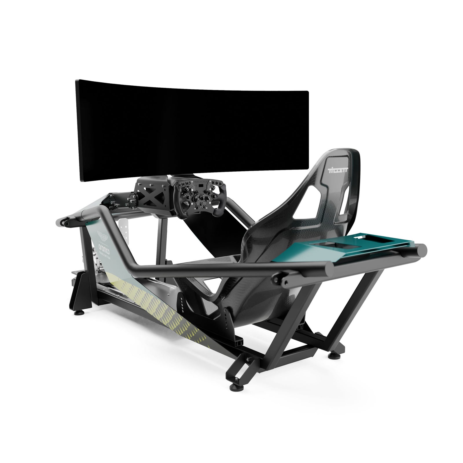 Aston Martin Aramco Formula 1 X Lite static simulator space-saving racing cockpit immersive display setup