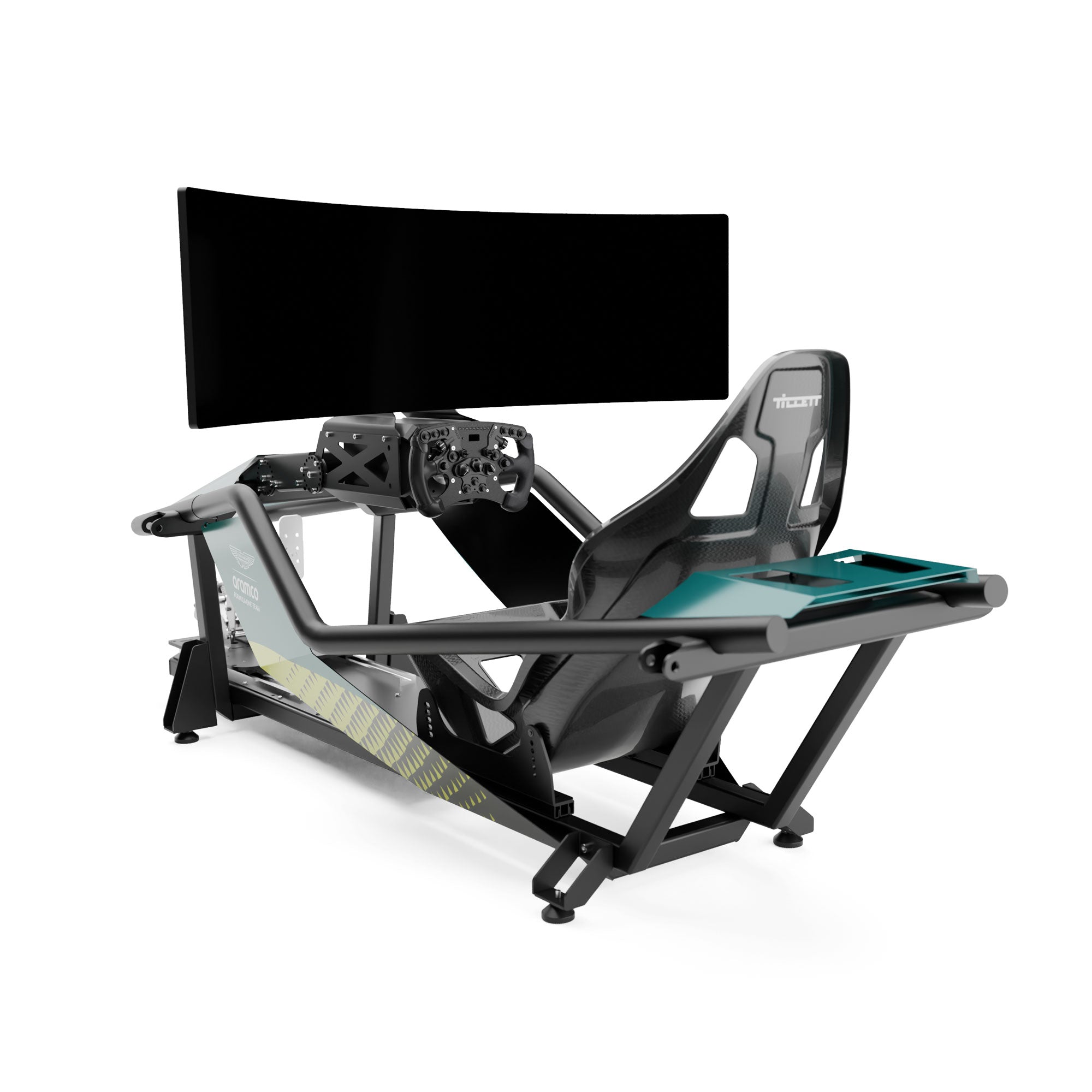 Aston Martin Aramco Formula 1 X Lite static simulator space-saving racing cockpit immersive display setup