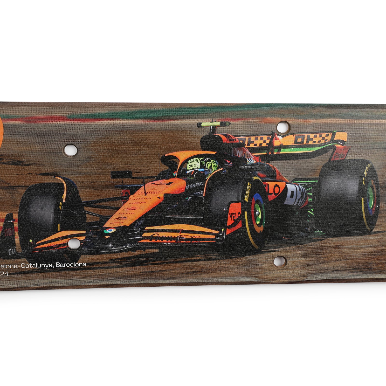 Lando Norris 2024 McLaren Formula One Team Grand Prix Used Rear Skid Plank Wall Art - Spanish GP