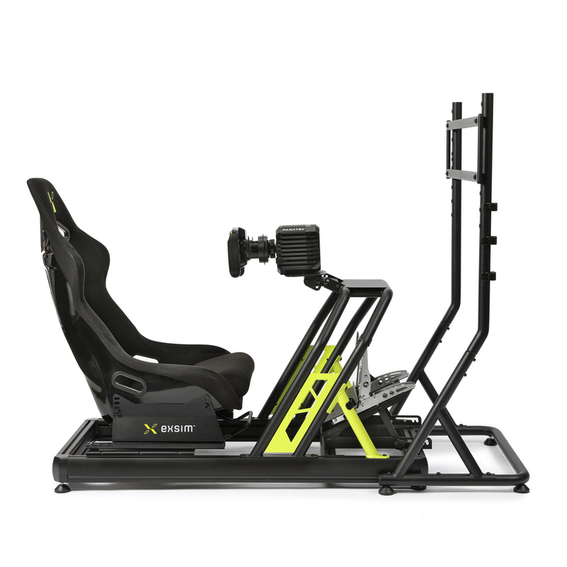 TRK Sim Racing Cockpit Bundle - Includes Cockpit Frame, Screen Mount, Fanatec Wheel Base, Wheel & Pedals