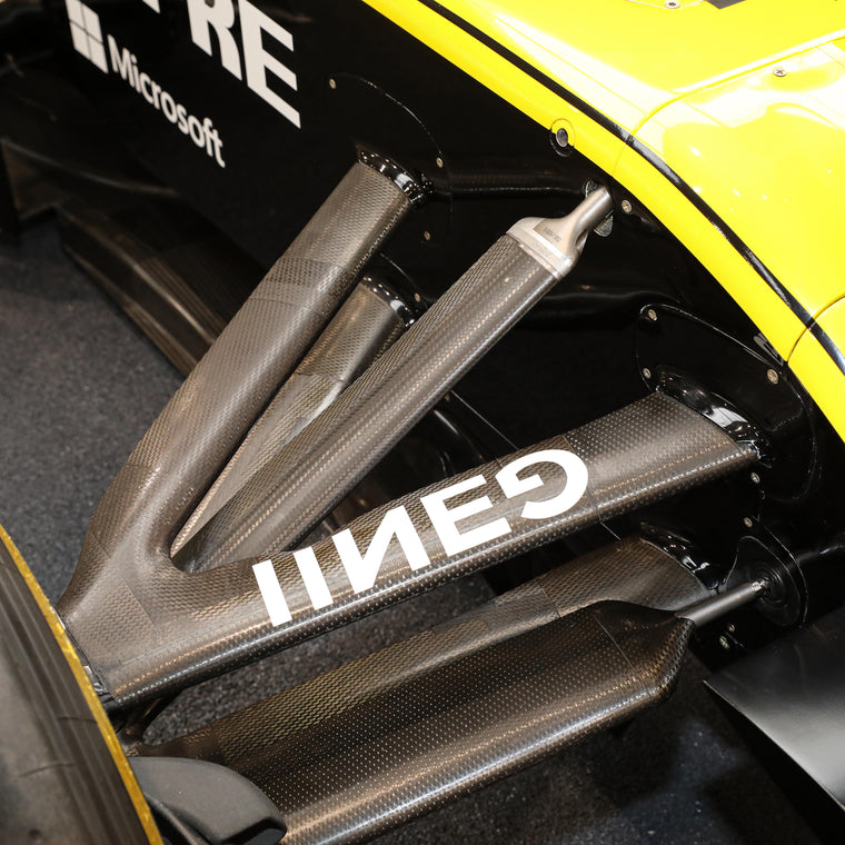2014 Lotus E22-03 collector rolling chassis with 2019 RS19 Formula 1 livery, full-size motorsport showpiece