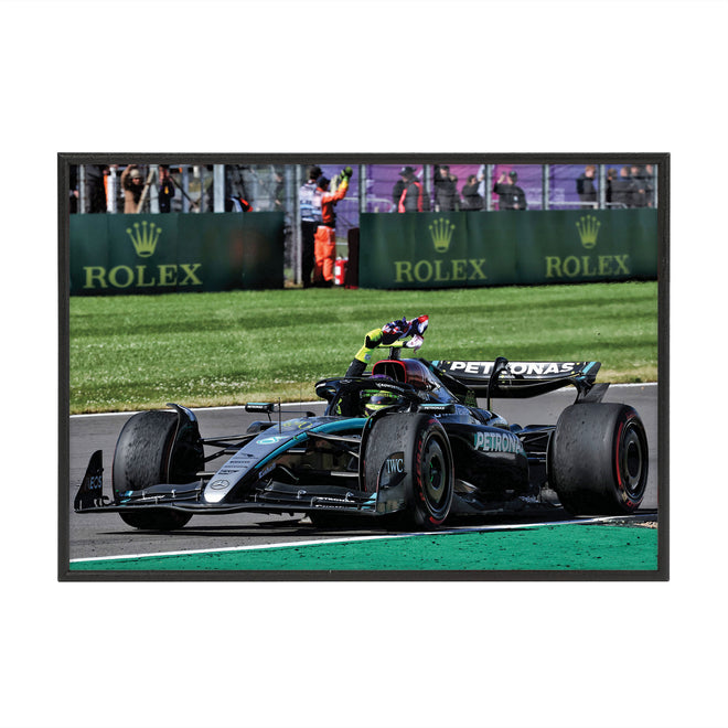 Lewis Hamilton 2024 Mercedes AMG Petronas Frame Print - Final Tour - British GP - Box Frame