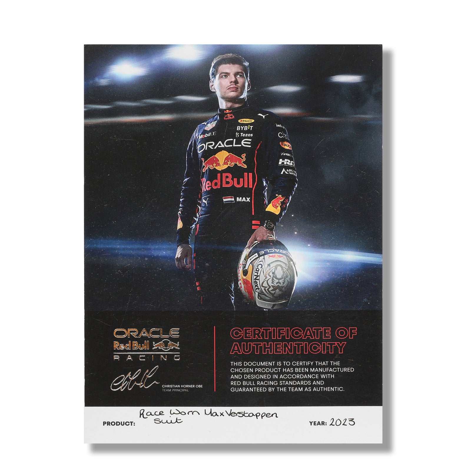 Miami Auction LOT 003 - Max Verstappen 2023 Oracle Red Bull Racing Race Suit – With Certificate of Authenticity