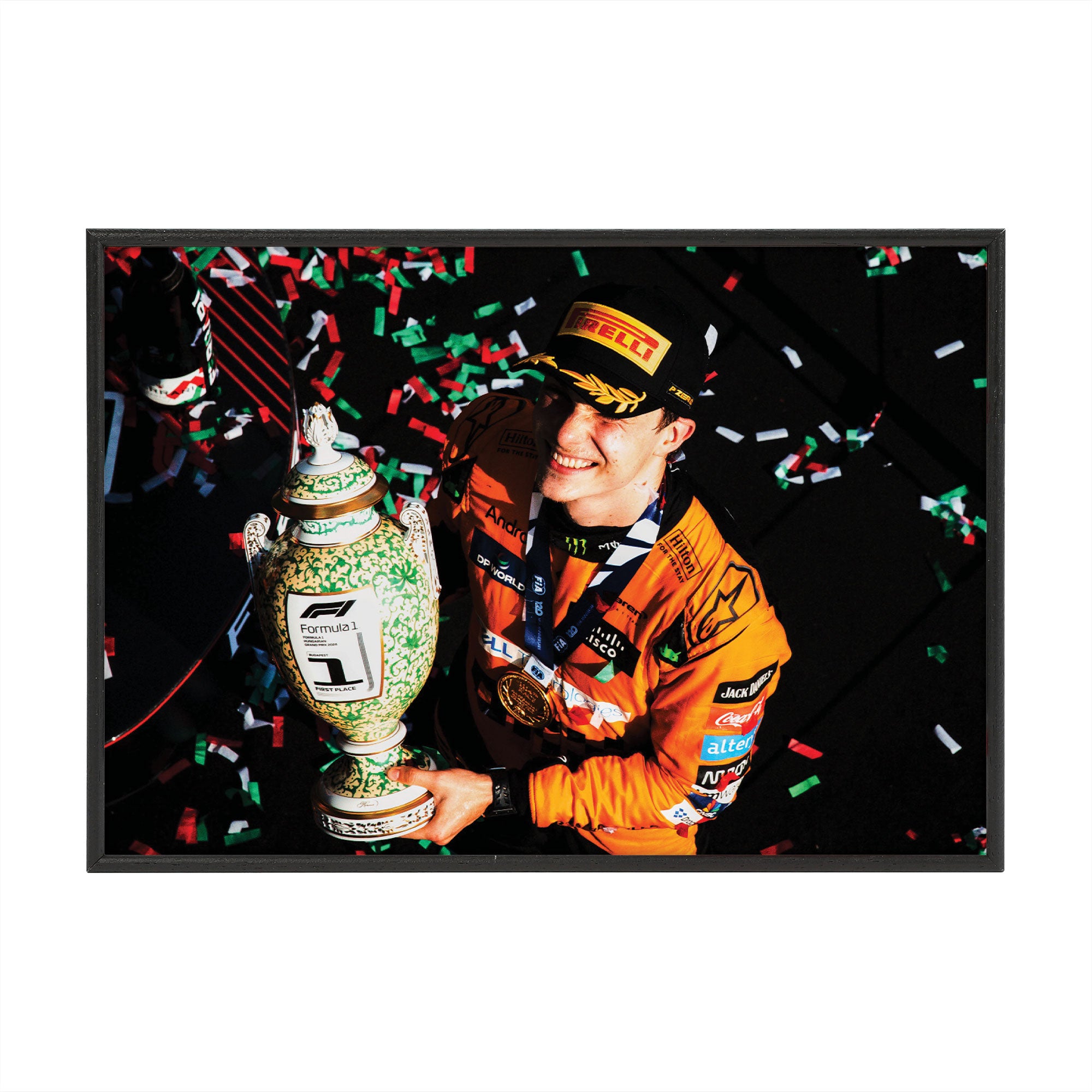 Oscar Piastri 2024 McLaren F1 Team Box Frame Print - First Win - Hungarian GP