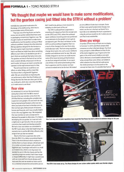 2019 Toro Rosso STR14-04 rolling chassis, authentic Formula 1 engineering masterpiece with P2 finishing collector display