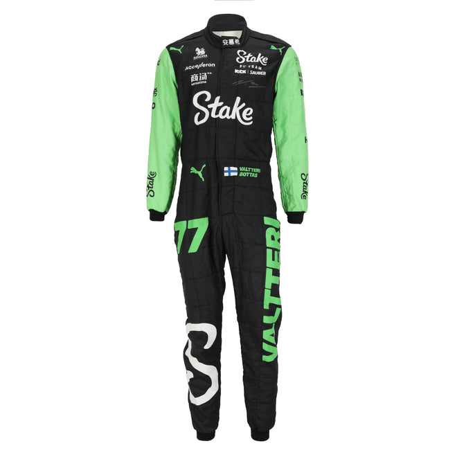 The Silverstone Auction LOT 010 - Valtteri Bottas Signed 2024 Stake F1 Team Kick Sauber Grand Prix Used Race Suit - British GP