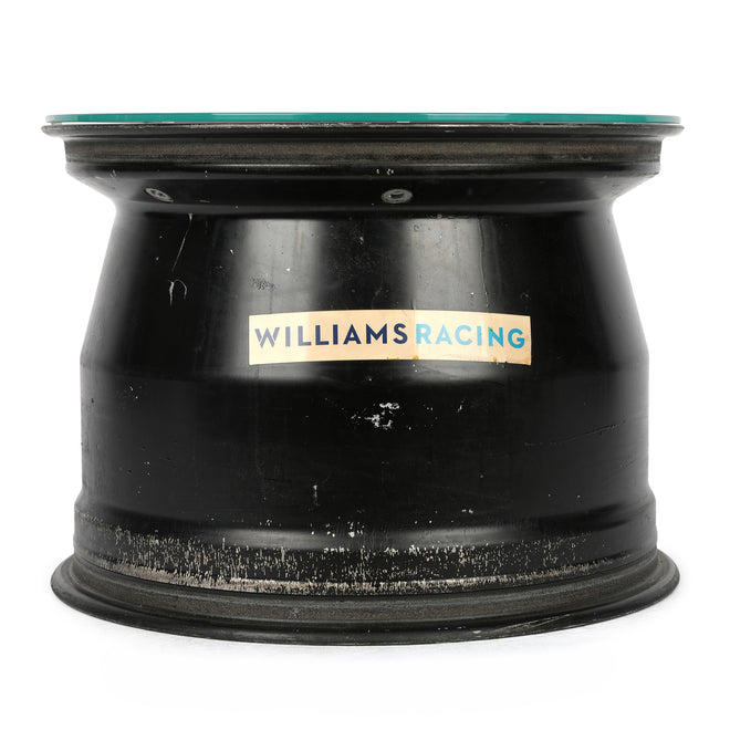 Williams F1 Team front wheel rim table Alex Albon Las Vegas GP race-used motorsport furniture display