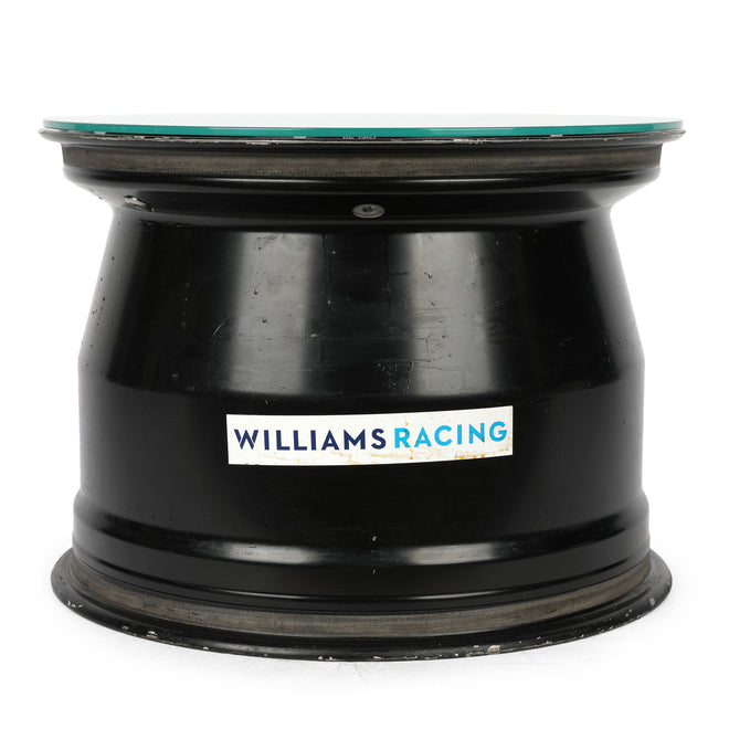Williams F1 Team front wheel rim table Alex Albon Abu Dhabi GP 2024 motorsport furniture display
