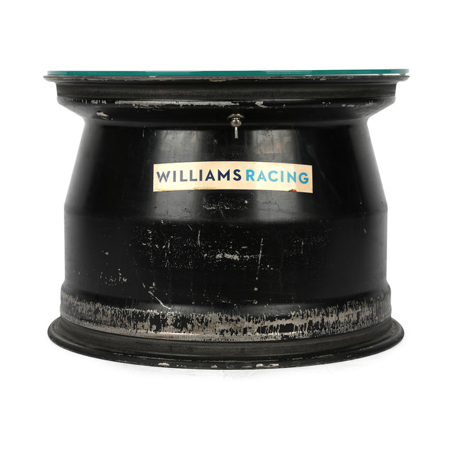 Williams F1 Team front wheel rim table Alex Albon Azerbaijan GP 2024 motorsport furniture display