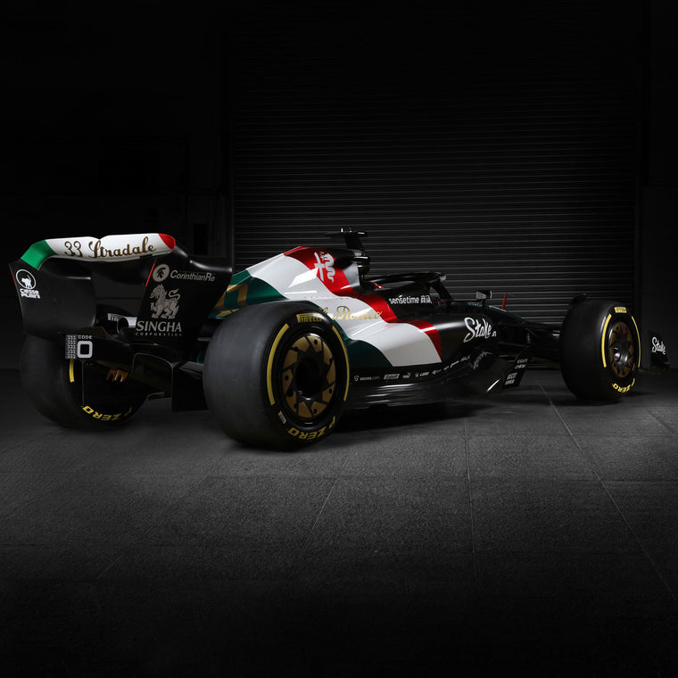 Alfa Romeo C43 2023 full-size Formula 1 show car with Italian Grand Prix Special Edition livery, premium display vehicle for collectors and exhibitions