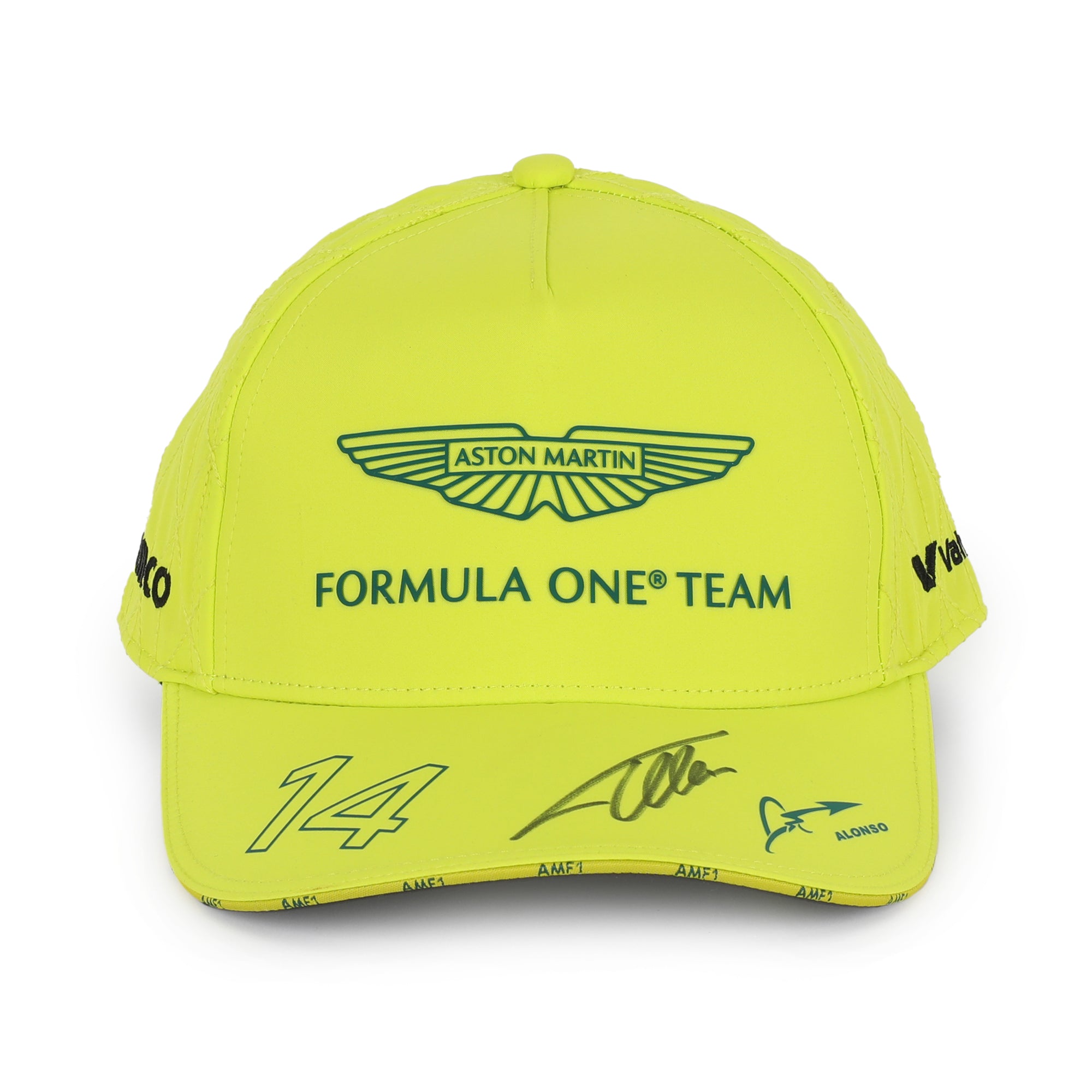 Fernando Alonso Signed 2024 Aston Martin Aramco Formula One Team Cap - Lime Green