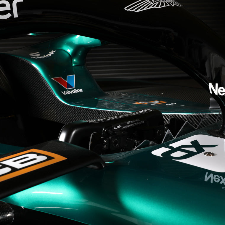 2023 Aston Martin Aramco F1® Team AMR23 Formula 1-inspired show car, full-size collector display vehicle showcasing iconic Aston Martin styling