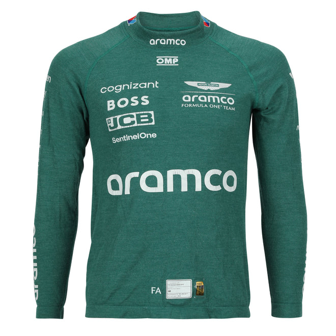 LOT 265 - Fernando Alonso Un-Signed 2024 Aston Martin Aramco Formula One Team Grand Prix Used Nomex - Green
