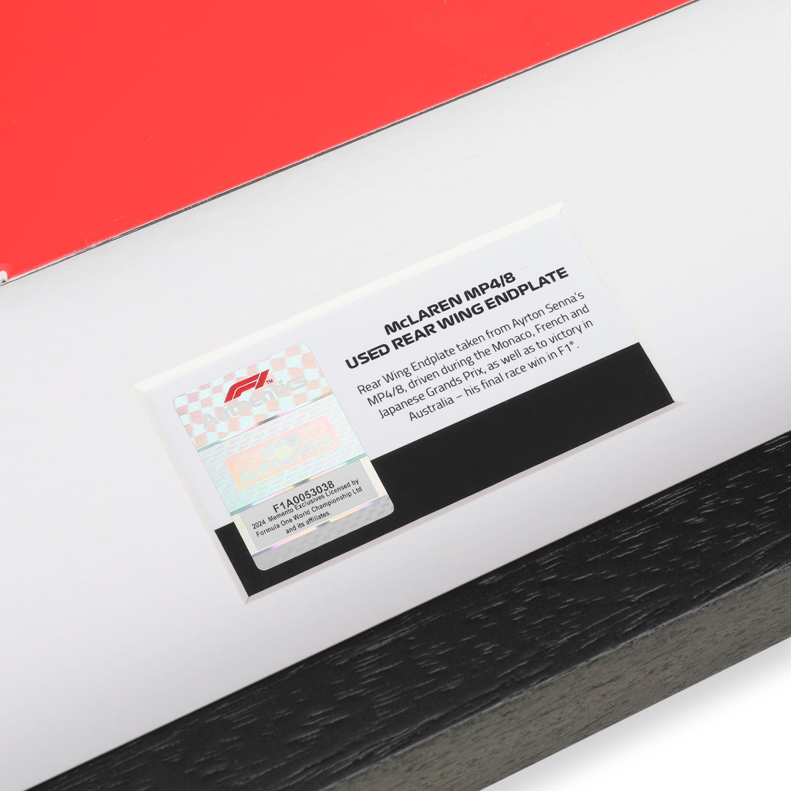 LOT 036 - Ayrton Senna 1993 McLaren F1® Team Race Used MP4/8 Left-hand Rear Wing Endplate