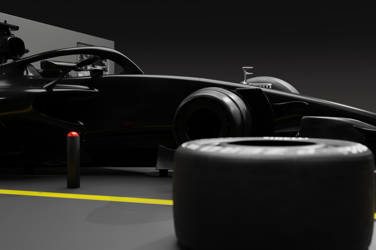 Wheel off the carbon fibre pit stop rig, with the start button