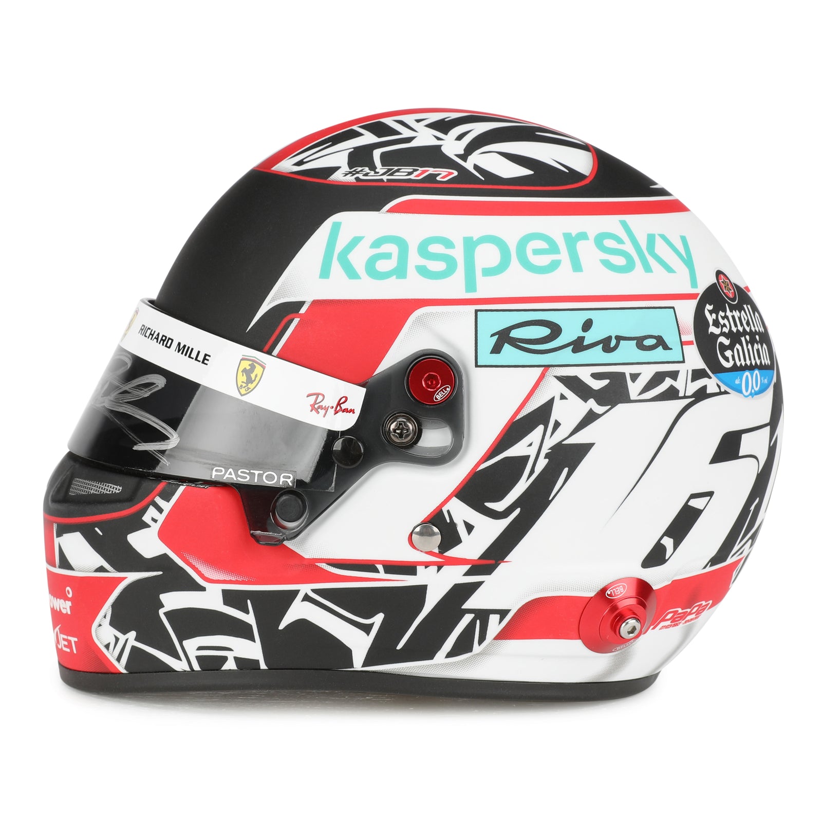 LOT 604 - Charles Leclerc 1:2 Signed Mini Helmet