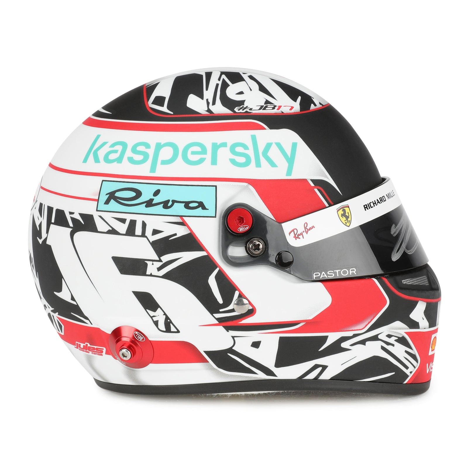 LOT 604 - Charles Leclerc 1:2 Signed Mini Helmet