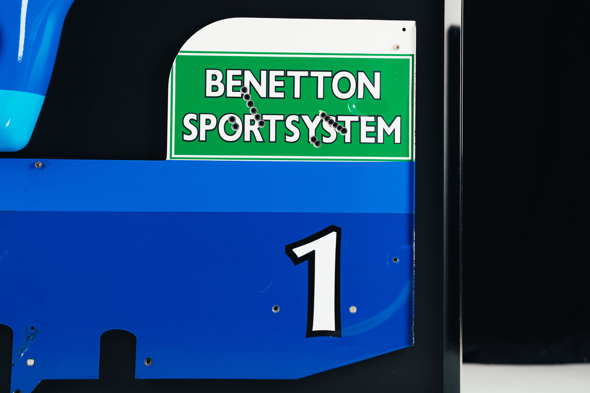The Austin Auction LOT 024 - Michael Schumacher 1995 Benetton B195 Head Rest & Rear Wing Right-Hand Endplate –  Signed Framed