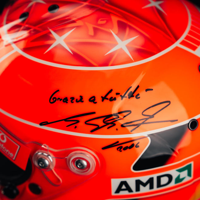 The Austin Auction LOT 025 - Michael Schumacher Signed 2006 Ferrari-Design Replica Helmet – Limited Edition 017/150