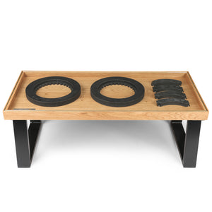 2022 Lando Norris McLaren F1 Team race-used San Marino Grand Prix brake disc and branded brake pad coffee table, premium motorsport furniture