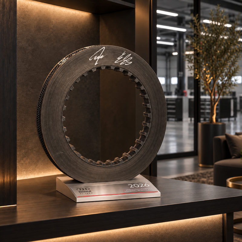 Audi Revolut F1® Team 2026 Dual-Signed Race-Used Front Brake Disc Display