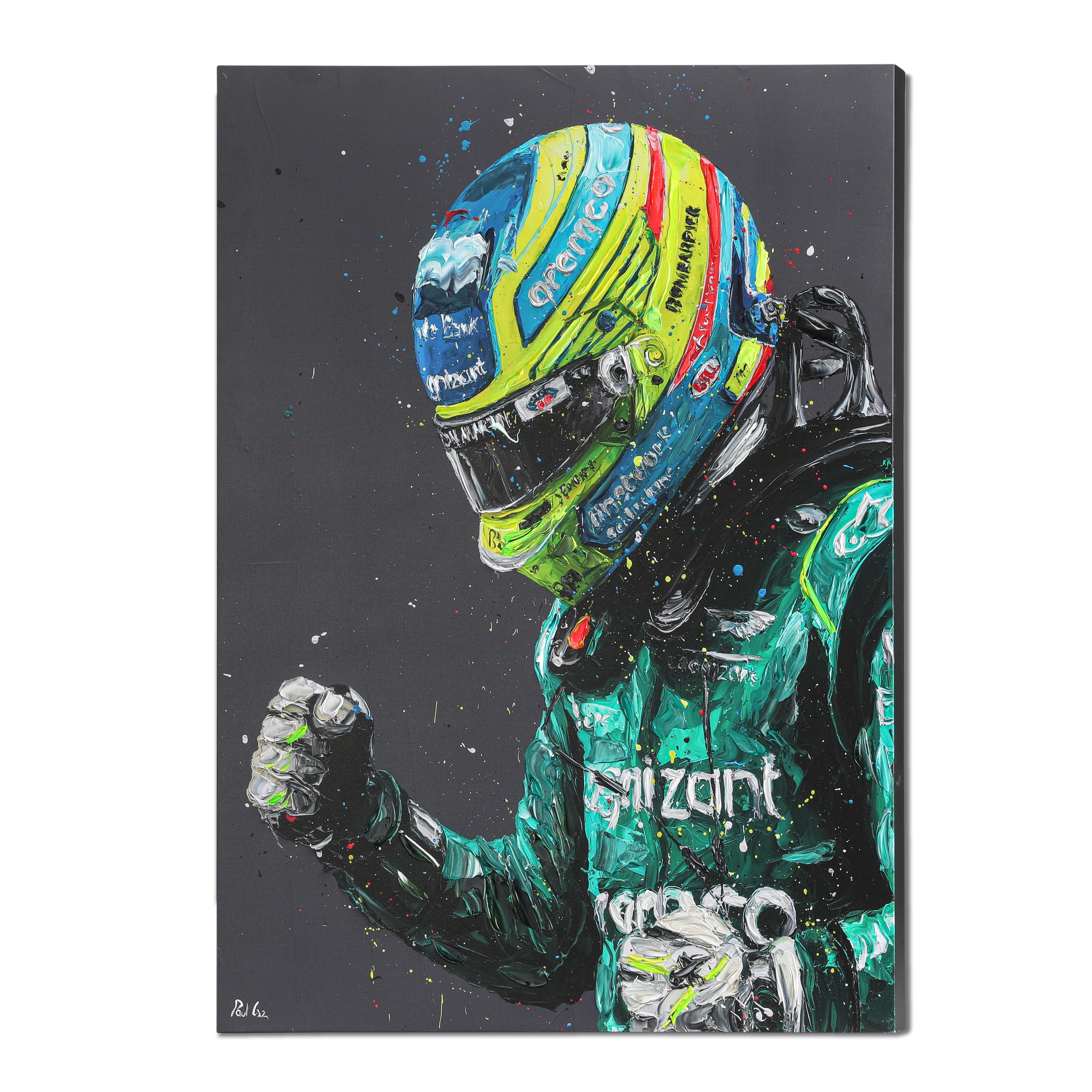 Fernando Alonso Hand Embellished Canvas – Paul Oz – F1