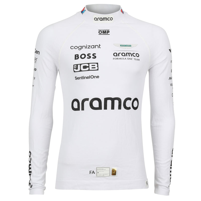 LOT 430 - Fernando Alonso Un-Signed 2024 Aston Martin Aramco Formula One Team Grand Prix Used Nomex - White