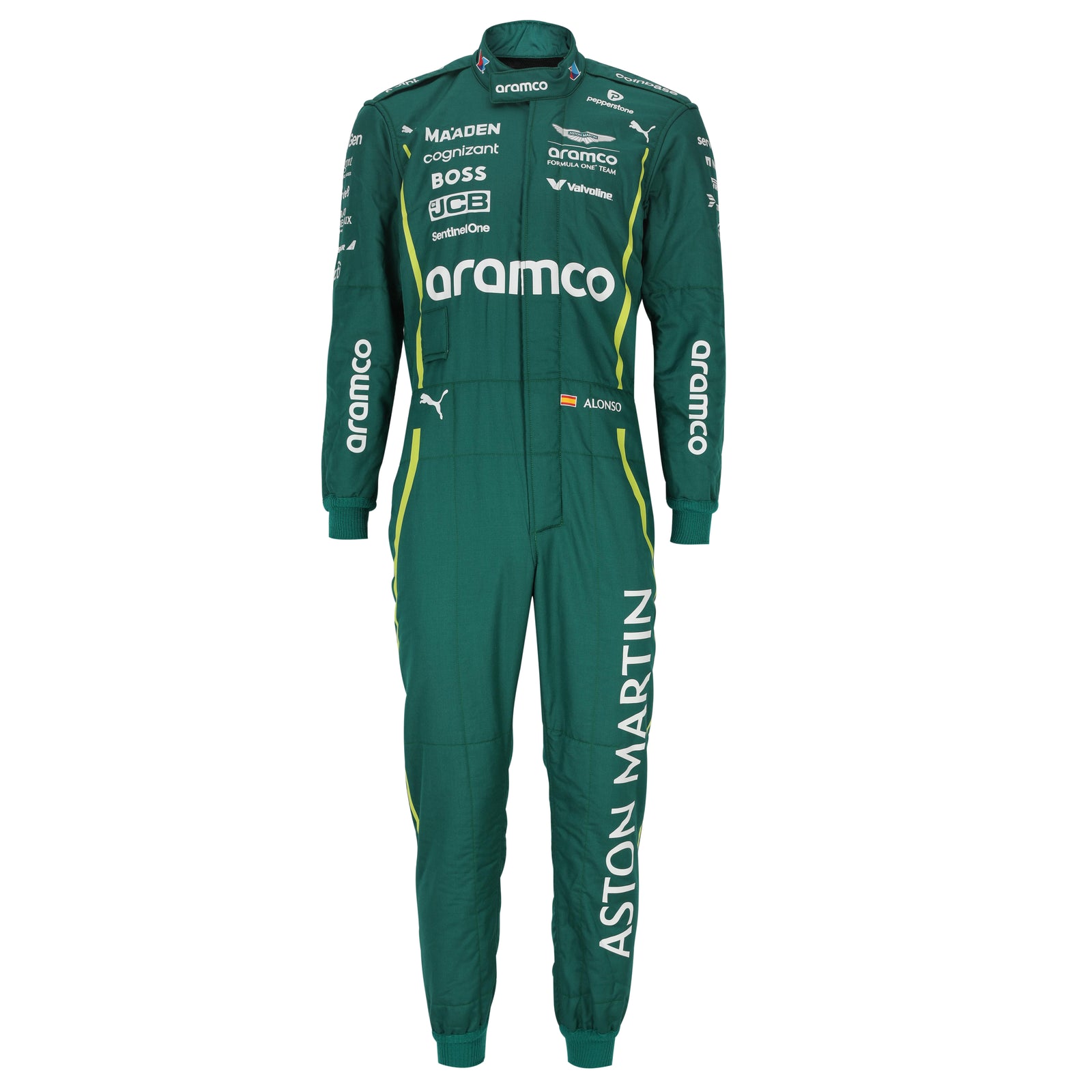 LOT 050 - Fernando Alonso 2025 Grand Prix Used Aston Martin Aramco Race suit