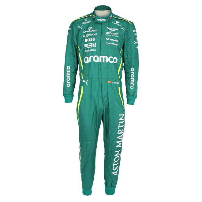 Aston Martin Aramco F1 Team race-used suit Fernando Alonso 2025 British Grand Prix motorsport memorabilia