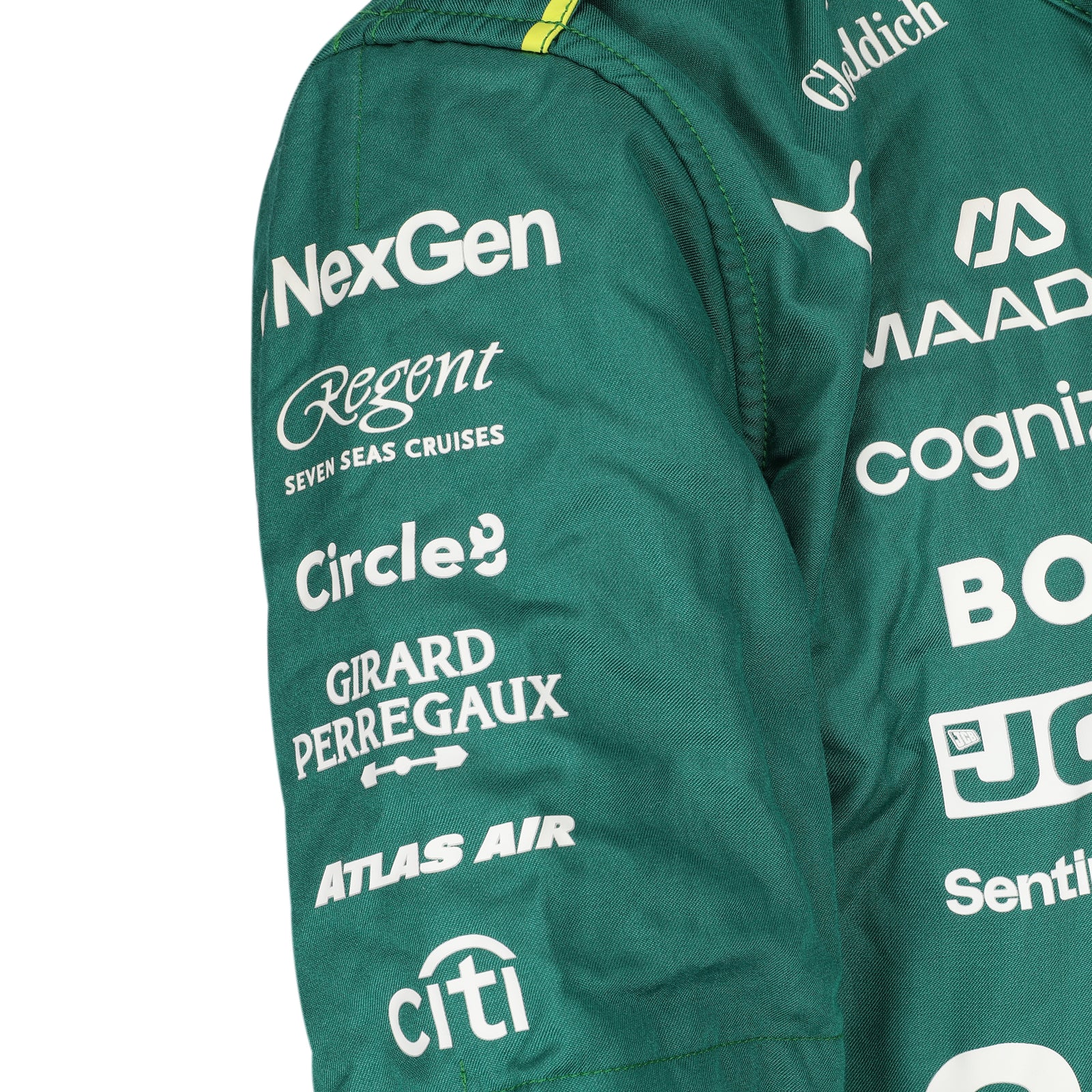 Aston Martin Aramco Formula 1 Fernando Alonso 2025 British Grand Prix worn race suit display