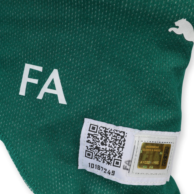 LOT 003 - Fernando Alonso Un-Signed Aston Martin Aramco F1 Team 2025 Grand Prix Used Balaclava