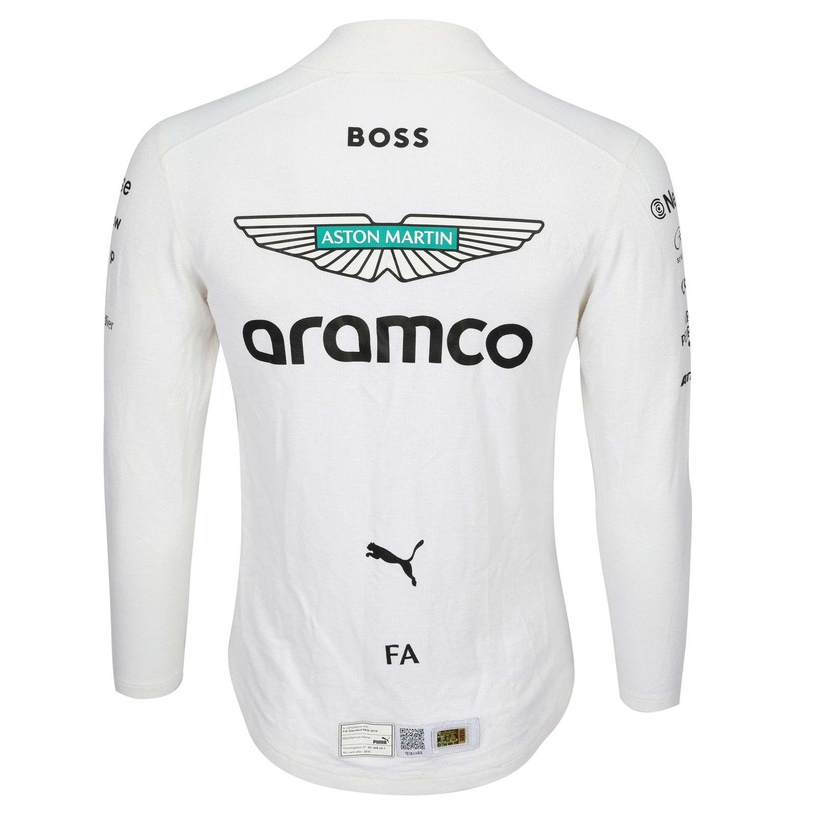 Auction LOT 036 - Fernando Alonso 2025 Aston Martin Aramco F1 ® Team White Nomex