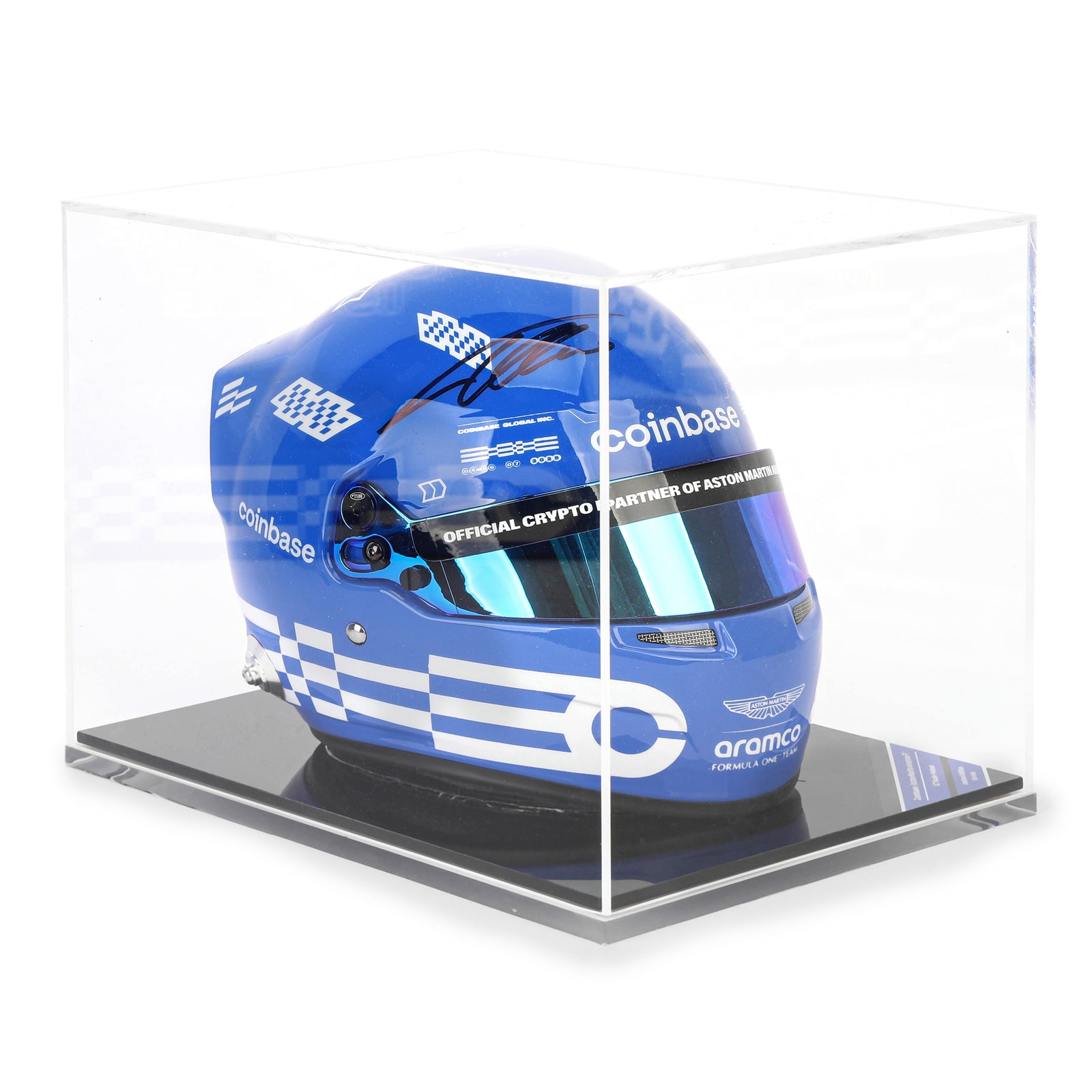 The Miami Auction LOT 001 - Fernando Alonso & Lance Stroll 2025 Dual Signed Mini Helmet